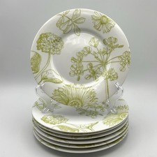 Juego de 7 platos de ensalada botánica blanca y verde de caja y barril
