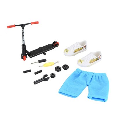 Kids Mini Black Finger Scooter Set w/ Pants Shoes Wheel Interactive Toy c