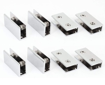 Stainless Steel Rectangle Adjustable Clip Clamp Silver Tone Bracket Holder fo...