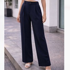 Cider Dark Navy High Waisted Wide Leg Trouser Pants Size XL