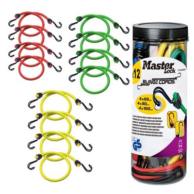MASTER LOCK Spanner mit Haken [12er Pack Gummibänder] [4*60 cm + 4*80 cm +