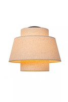 Deckenleuchte Stoff Beige Esstisch Ø40 Cm E27 Doppel Schirm Deckenlampe Blendarm