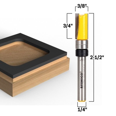 3/8'' x 3/4'' Flush Trim Template Router Bit - 1/4'' Shank - Yonico 14018q