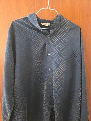 Herrenhemd Langarm XL 43/44 Identic Blau Muster Acetat