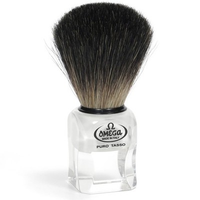 63183 Omega Black Badger Shaving brush with stand-made in Italy
