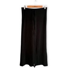 Ladies Zara Black Trousers Elasticated Waist Wide Leg Size Medium, 10-12
