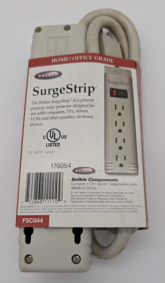 New! Belkin 3FT Cord 90 Joules 4-Outlet Surge Protector Power Strip 120v F5C044 - Image 3 of 4