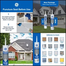 GE All Purpose Silicone Caulk Clear 10 fl oz Cartridge 100% Waterproof Sealant