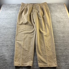 VINTAGE Dockers Pants Mens 38x31 Tan Trousers Double Pleated Twill USA Made