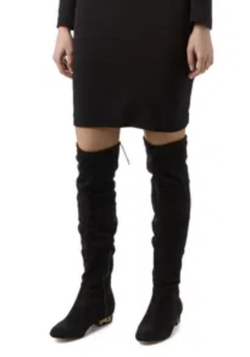 BNIB MISS KG KURT GEIGER VELVET BLACK KNEE BOOTS Black Sz: uk 4/37 RRP:£109 image 3