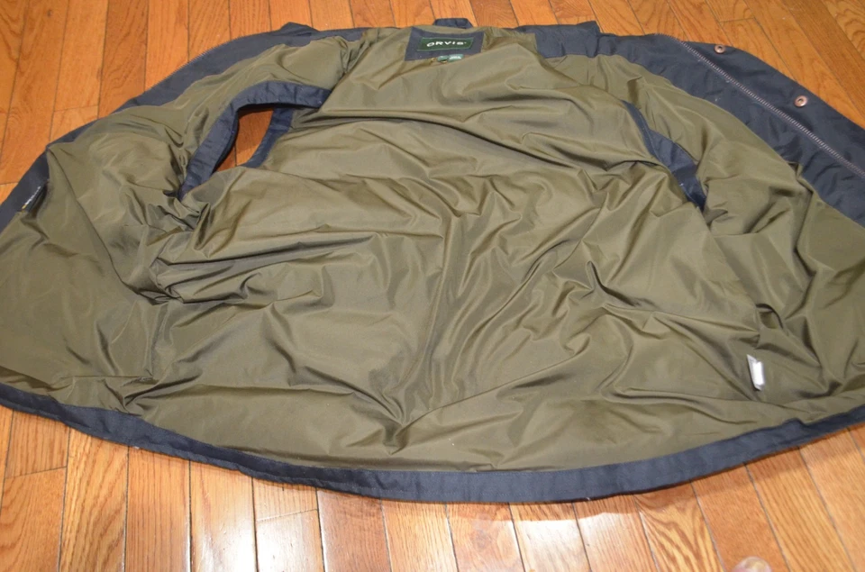 ORVIS WAXED  PUFFER DOWN VEST  NAVY QUILTED  LIST $135   LARGE NEW - Image 2 of 4