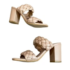 Madden NYC Tan Braided Block Heels Sz 7