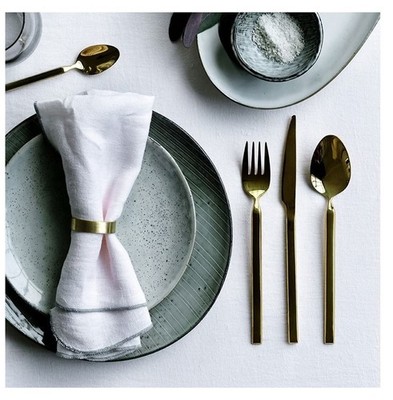 Broste Copenhagen Danish Design Minimalist Brass Napkin Rings Set of Six NIB