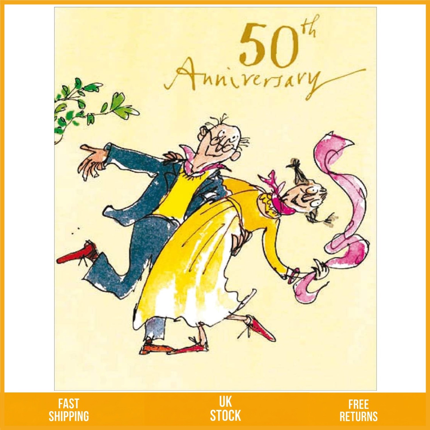 Vibrant Quentin Blake 50th Golden Anniversary Card For Couples 186 x 156 mm