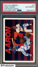 1991 Upper Deck Heroes #27 Hank Aaron HOF Atlanta Braves PSA/DNA AUTO /2500