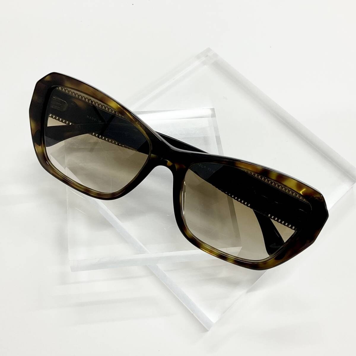 Chanel Tortoiseshell Coco Mark Rectangle Brown Le… - image 1