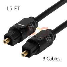 Fiber Optic Cable 3 PCS 1.5 FT Toslink Digital Audio Soundbar SPDIF Optical Cord