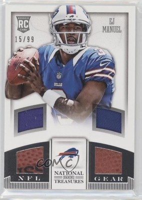 2013 National Treasures Rookie NFL Gear Materials Quad 15/99 EJ Manuel #9 RC 5x8