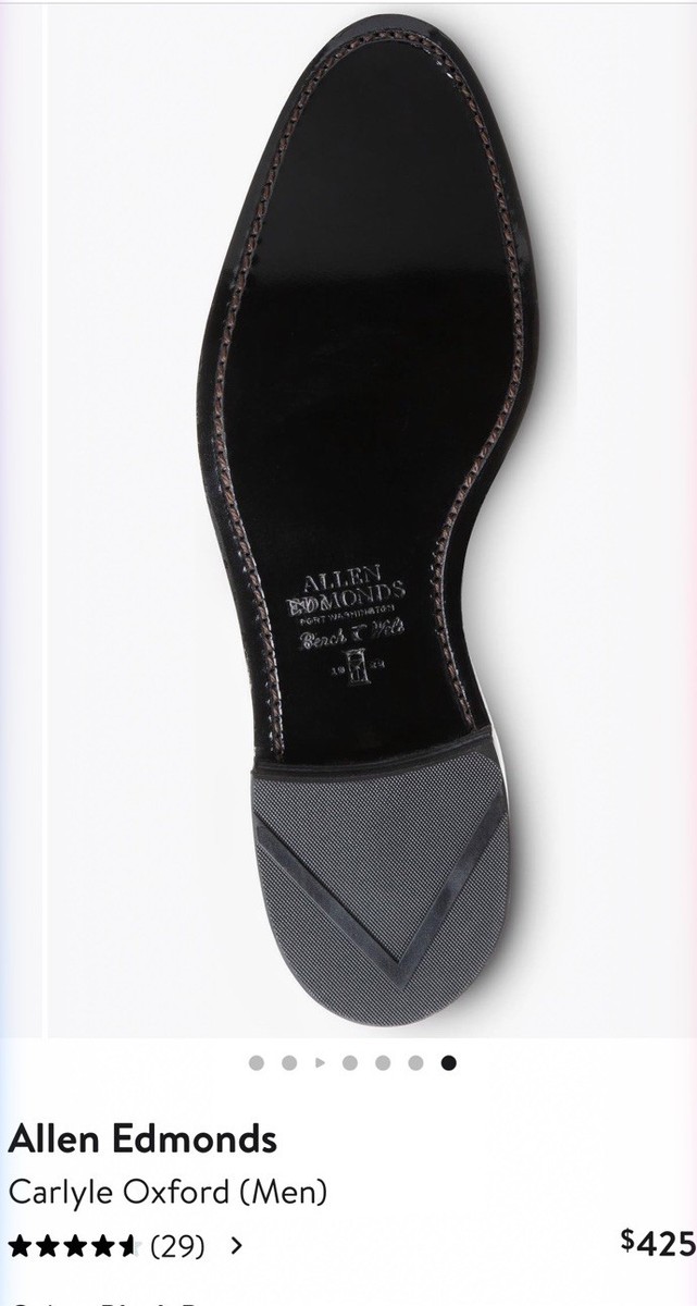 Allen Edmonds “CARLYLE Patent Leather Plain Toe Oxford Size 10.5 D
