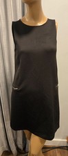 1036 Women's Forever 21 Size S Stretch Black Sleeveless Dress Zip Decor Back Zip