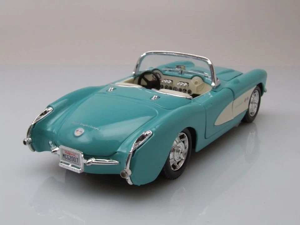Chevrolet Corvette Cabrio C1 1957 Turquesa Coche a Escala 1:24 Maisto - Imagen 2 de 4
