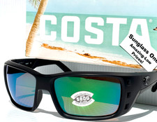 Costa Del Mar PERMIT Mat Black POLARIZED Green Mirror 580G GLASS Sunglass PT 01