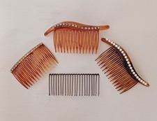 Vtg Lot Plastic/metal Side Hair Combs Diamonds Pearls