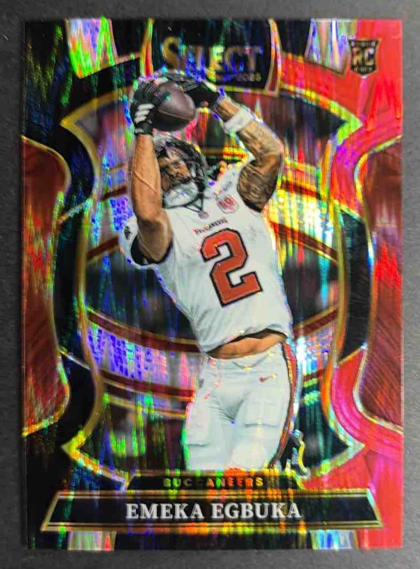 2025 Panini Select Emeka Egbuka Concourse Black and Red Prizm Shock #37 RC bucs