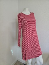 GAP Factory Petite Long Sleeve Swing Dress in Rayon Sz. M Red Stripe -
