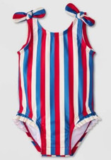 NEW Cat Jack Baby Girls' Striped Striped One Piece Swimsuit Size 3-6 Months