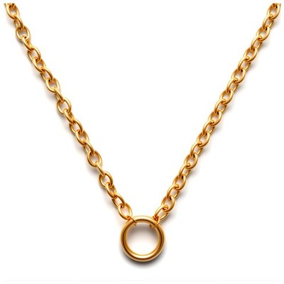 Carabiner Charm Necklace for Women O Link Chain Round Holder Stainless Steel ...