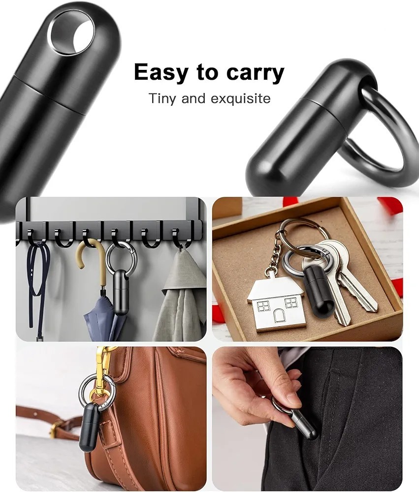 TISUR Keychain Pill Holder, Titanium Small Pill Case Pill Organizer Waterproo