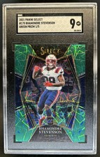 2021 Panini Select Rhamondre Stevenson RC Green Prizm Premier Level #/5 SGC 9