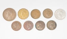 Lot of 9 British and Canadian Coins 1927 1943 1940s WWII Dates Authentic
