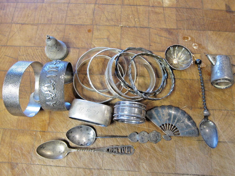 10 Ounces Oz Sterling Silver Scrap Bangle Bracelets, Napkin Ring, Spoons Jewelry