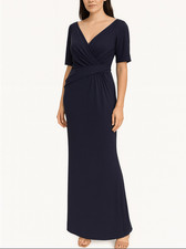 BHLDN Navy Faux Wrap Maxi Gown Short Sleeve Wedding Guest Formal Dress 8