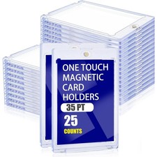 25 PCS 35pt Magnetic Card Holder for Cards, One Touch Hard Plastic Thick Cases
