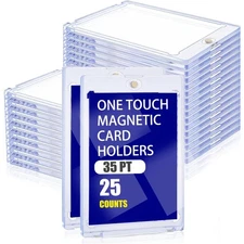 25 PCS 35pt Magnetic Card Holder for Cards, One Touch Hard Plastic Thick Cases