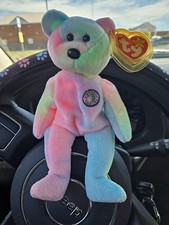 1999 B.b Birthday Bear Rainbow B-day Ty Beanie Baby Retired MWMT 10th Gen