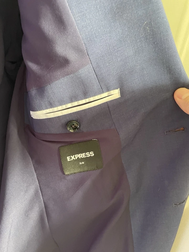 NUEVO Traje Chaqueta Express Hombre Azul Calce Ajustado 38S y Pantalones 30x30 Foto 4 de 4