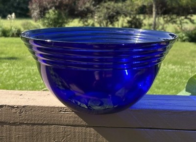 Vintage Bormiolo Rocco Cobalt Blue Lg Glass Salad Serving Bowl 11.75 