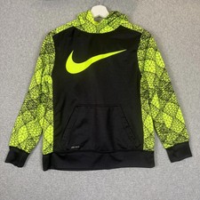 Nike Youth Boys Size Large Dri Fit Yellow Black Pullover Hoodie Sweatshirt