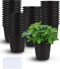 Nursery Pots, 110 Pcs Black Plastic Plant Pots 4 Inches Seed Starting