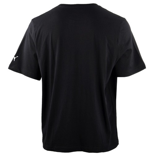 Puma Striped Badge Crew Neck Short Sleeve T-Shirt Big Tall Mens Black Casual Top - Picture 2 of 3