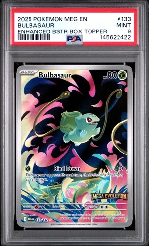 2025 POKEMON MEG EN-MEGA EVOLUTION ENHANCED BOOSTER BOX TOPPER BULBASAUR PSA 9