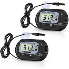 Zacro 2 Pack Digital Aquarium Thermometer, Fish Tank 2 Pack, Black