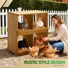 Chicken Nesting Boxes, 3-8Hole Wooden Egg Laying Box for Garden Chicken Coop