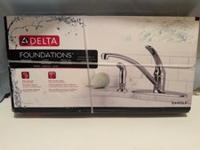 NEW -Delta Foundations SINGLE LEVER Kitchen Faucet w/ Spray -4 HOLE INSTALLATION