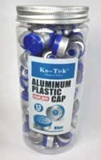 100 PCS - KS-TEK Aluminum Plastic Cap Flip-Off 13mm Bottle Cap, Blue