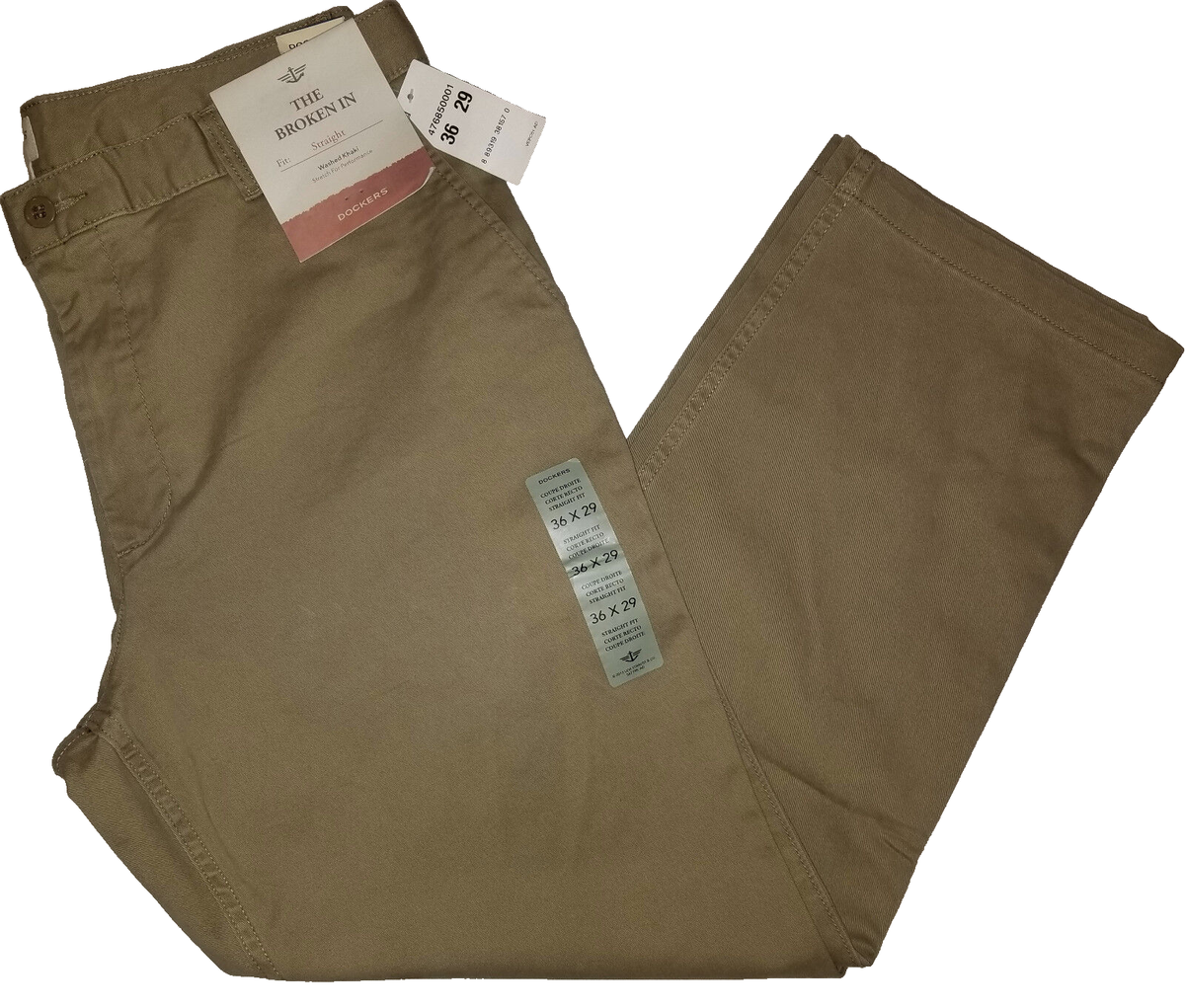 DOCKERS MENS STRAIGHT FIT WASHED KHAKI PANTS 36X29 KHAKI W36L29